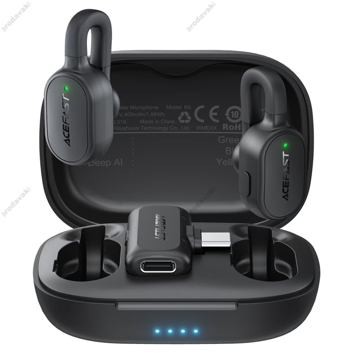 Бездротовий мікрофон ACEFAST R4 wireless lavalier microphone Type-C 2 мікрофона Black